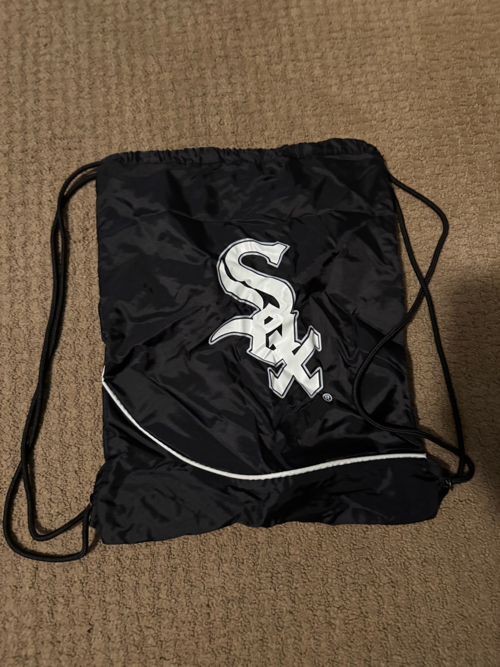 Chicago White Sox Black Drawstring Bag